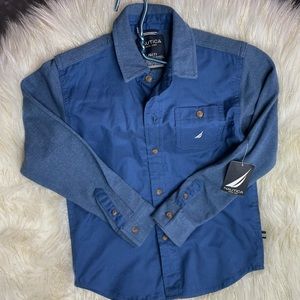 Nautica Blue Long Sleeve Cotton Button Down